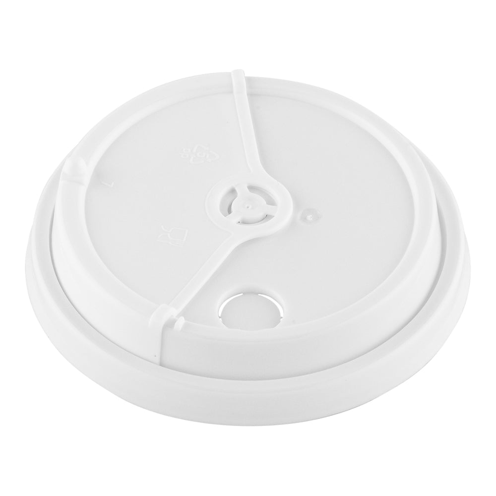 White Plastic 2-in-1 Straw or Sip Coffee Cup Lid - Fits 8, 12, 16 and 20 oz - 100 count box