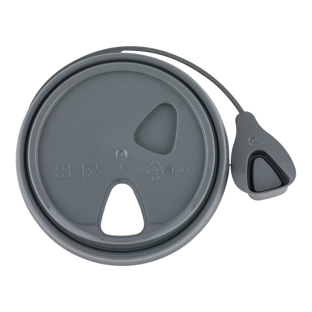 Gray Plastic Pop Lock Coffee Cup Lid - Fits 8, 12, 16 and 20 oz - 100 count box