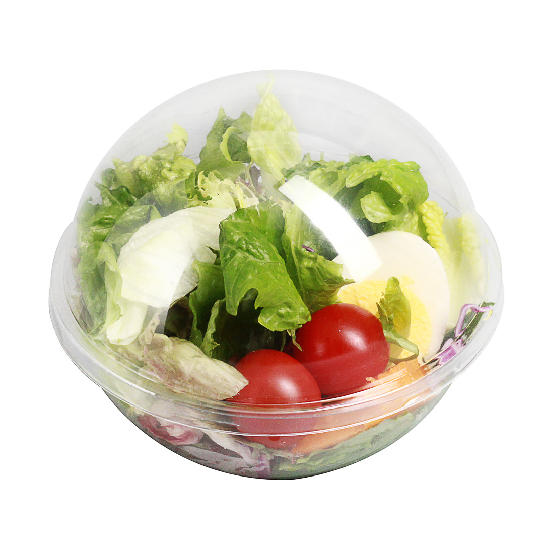 Thermo Tek 12 oz Clear Plastic Sphere Salad Container - with Dome Lid - 5 1/4" x 5 1/4" x 4 1/2" - 500 count box