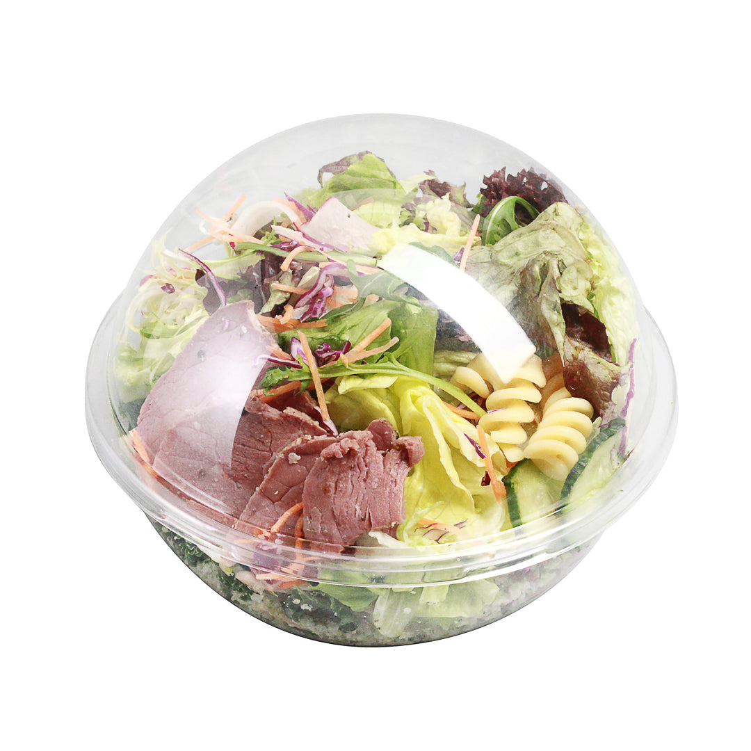 Thermo Tek 28 oz Clear Plastic Sphere Salad Container - with Dome Lid - 6 1/2" x 6 1/2" x 5 1/2" - 500 count box