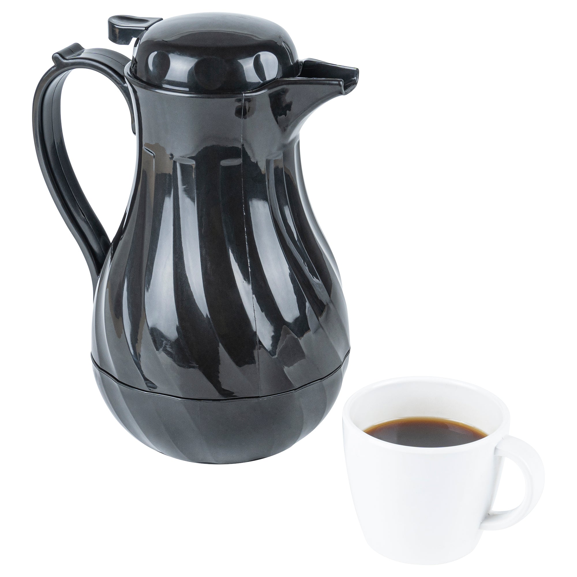 Restpresso 42 oz Black Thermal Coffee Carafe / Server - 8" x 6" x 10" - 10 count box