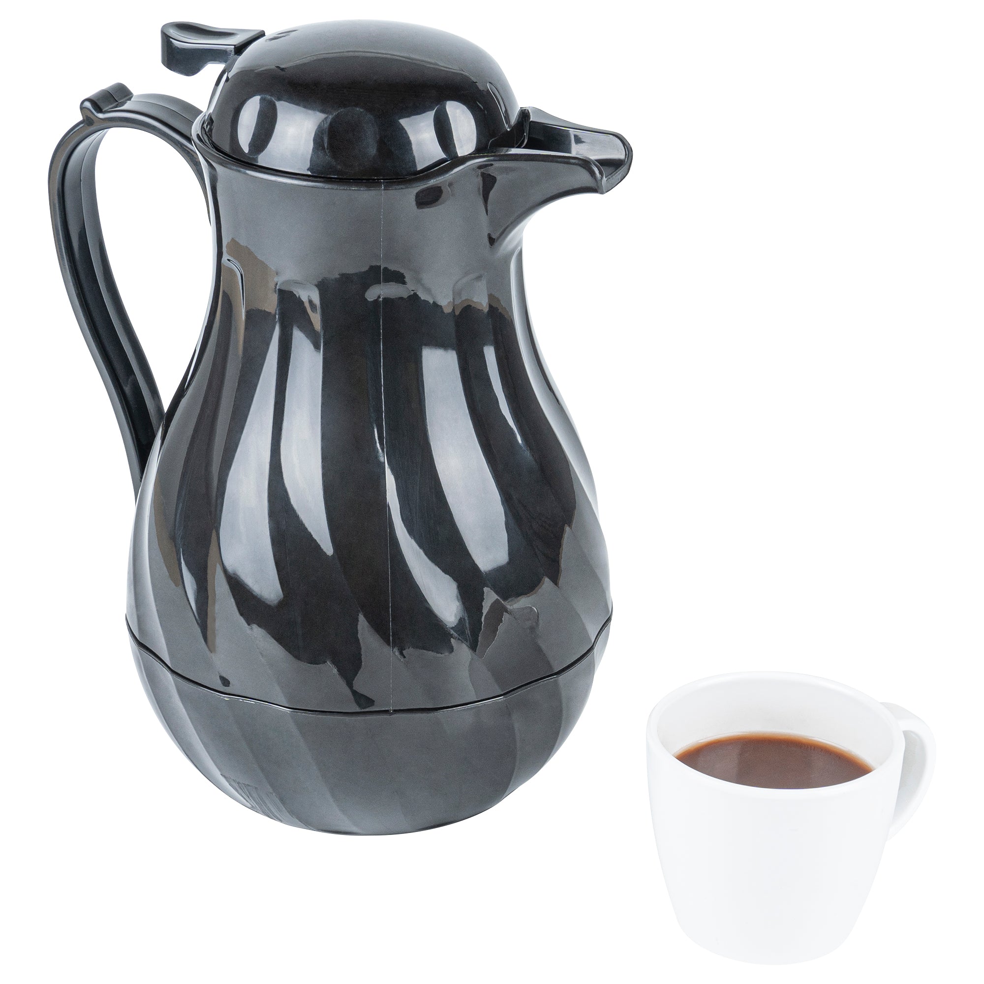 Restpresso 64 oz Black Thermal Coffee Carafe / Server - 8 3/4" x 6 1/4" x 11" - 10 count box