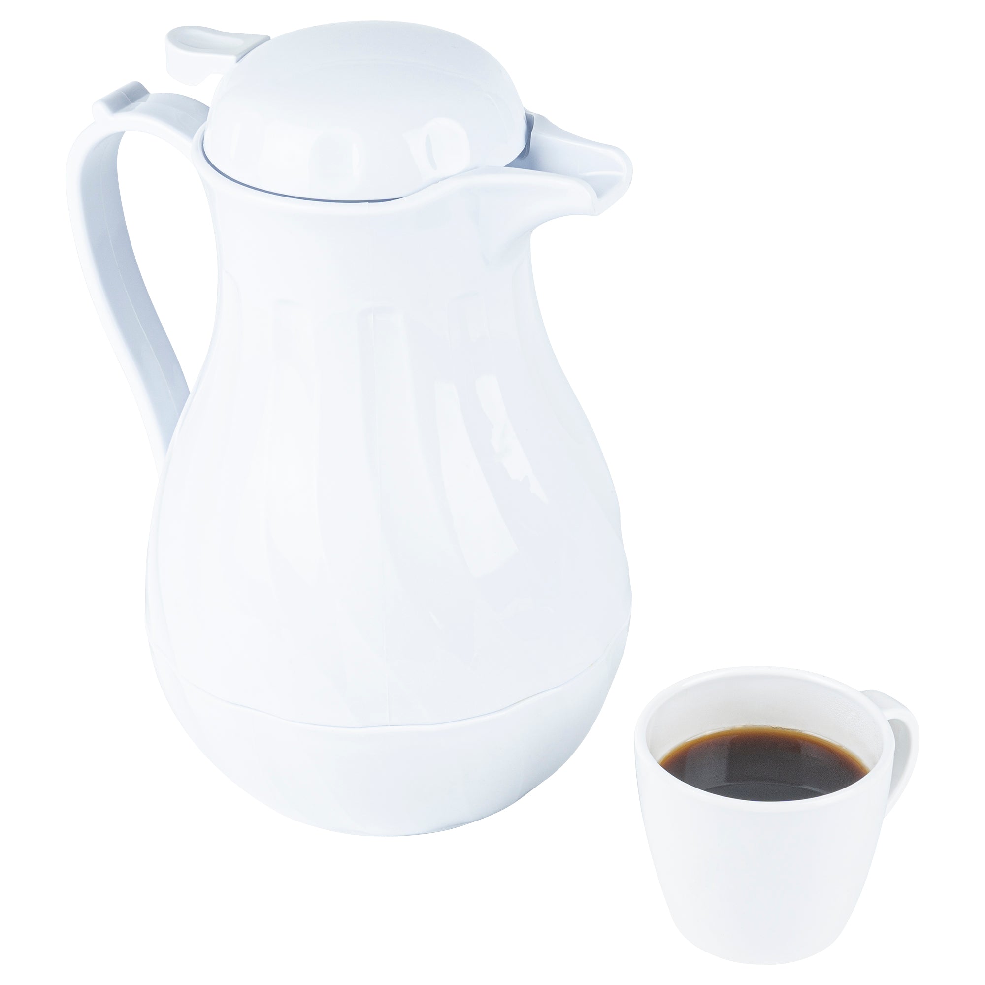 Restpresso 64 oz White Thermal Coffee Carafe / Server - 8 3/4" x 6 1/4" x 11" - 10 count box