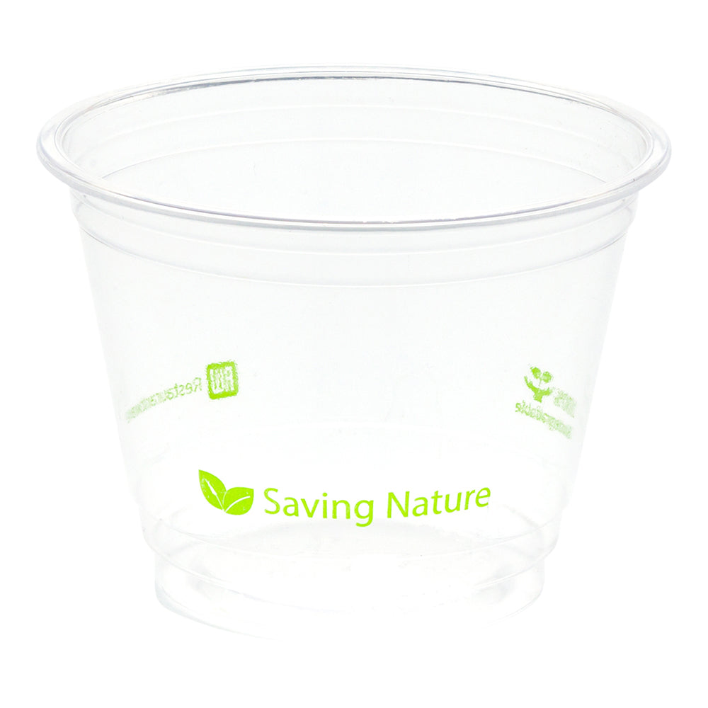 Zero Waste 9 oz Round Clear PLA Plastic Drinking Cup - Compostable - 3 3/4" x 3 3/4" x 2 3/4" - 1000 count box