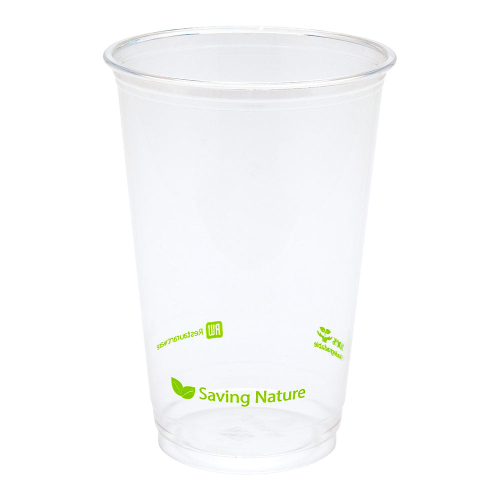 Zero Waste 16 oz Round Clear PLA Plastic Drinking Cup - Compostable - 3 3/4" x 3 3/4" x 4 3/4" - 1000 count box