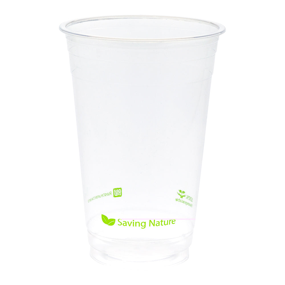 Zero Waste 20 oz Round Clear PLA Plastic Drinking Cup - Compostable - 3 3/4" x 3 3/4" x 5 3/4" - 1000 count box