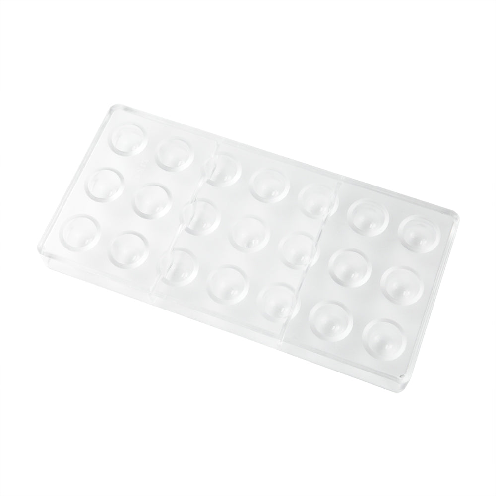 Pastry Tek Polycarbonate Half Sphere Candy / Chocolate Mold - 21-Compartment - 10 count box