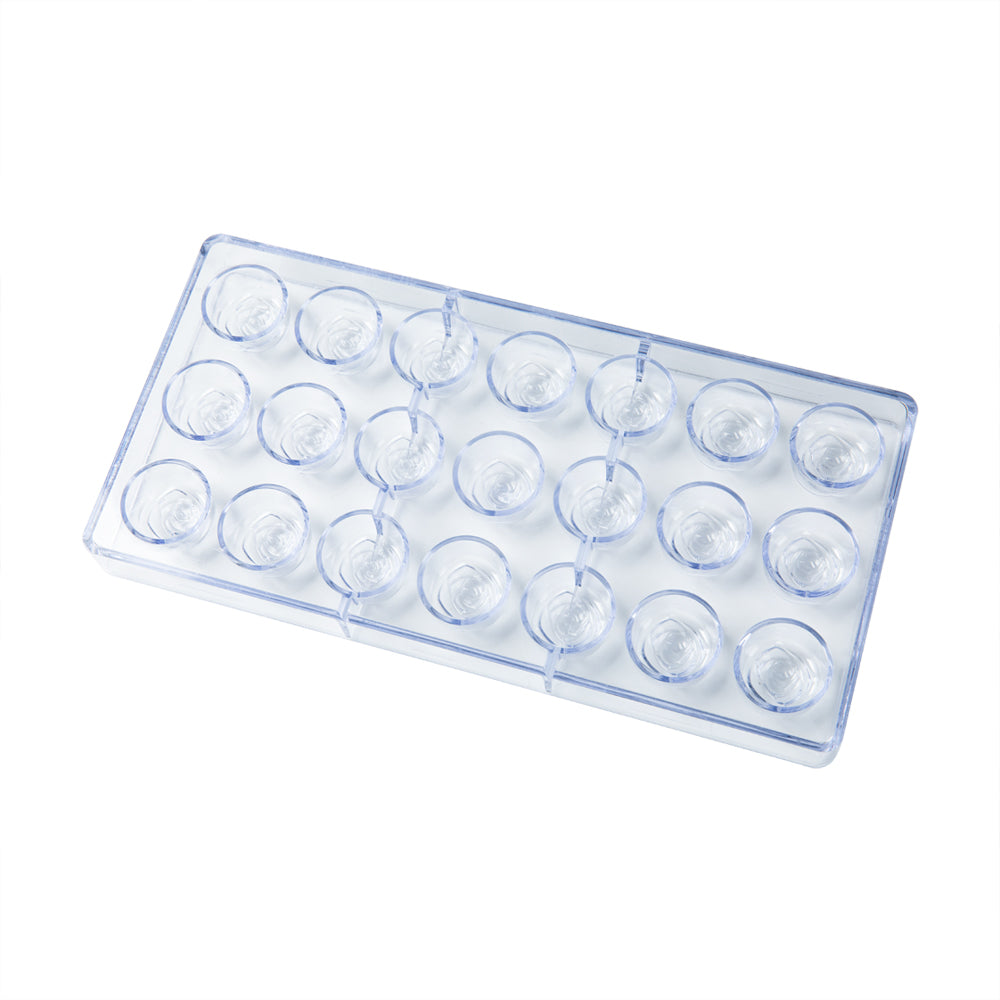 Pastry Tek Polycarbonate Rose Candy / Chocolate Mold - 21-Compartment - 10 count box