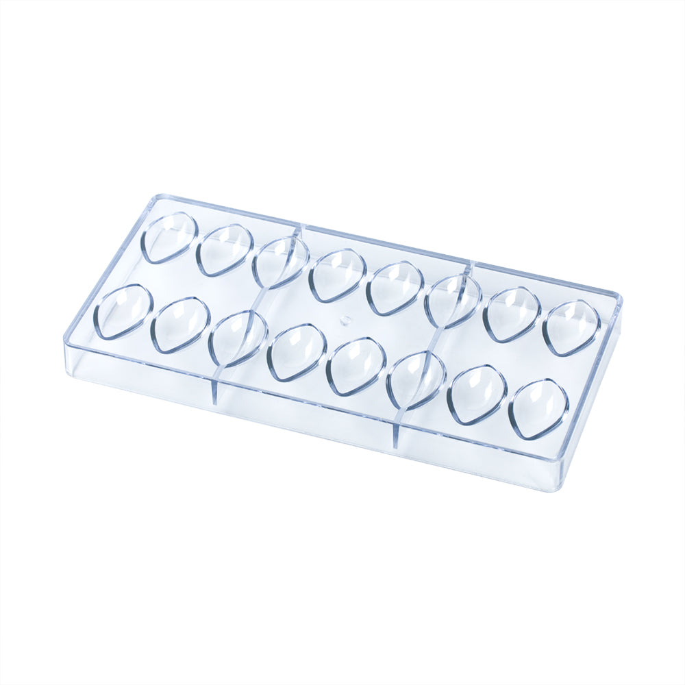 Pastry Tek Polycarbonate Quenelle Candy / Chocolate Mold - 16-Compartment - 10 count box