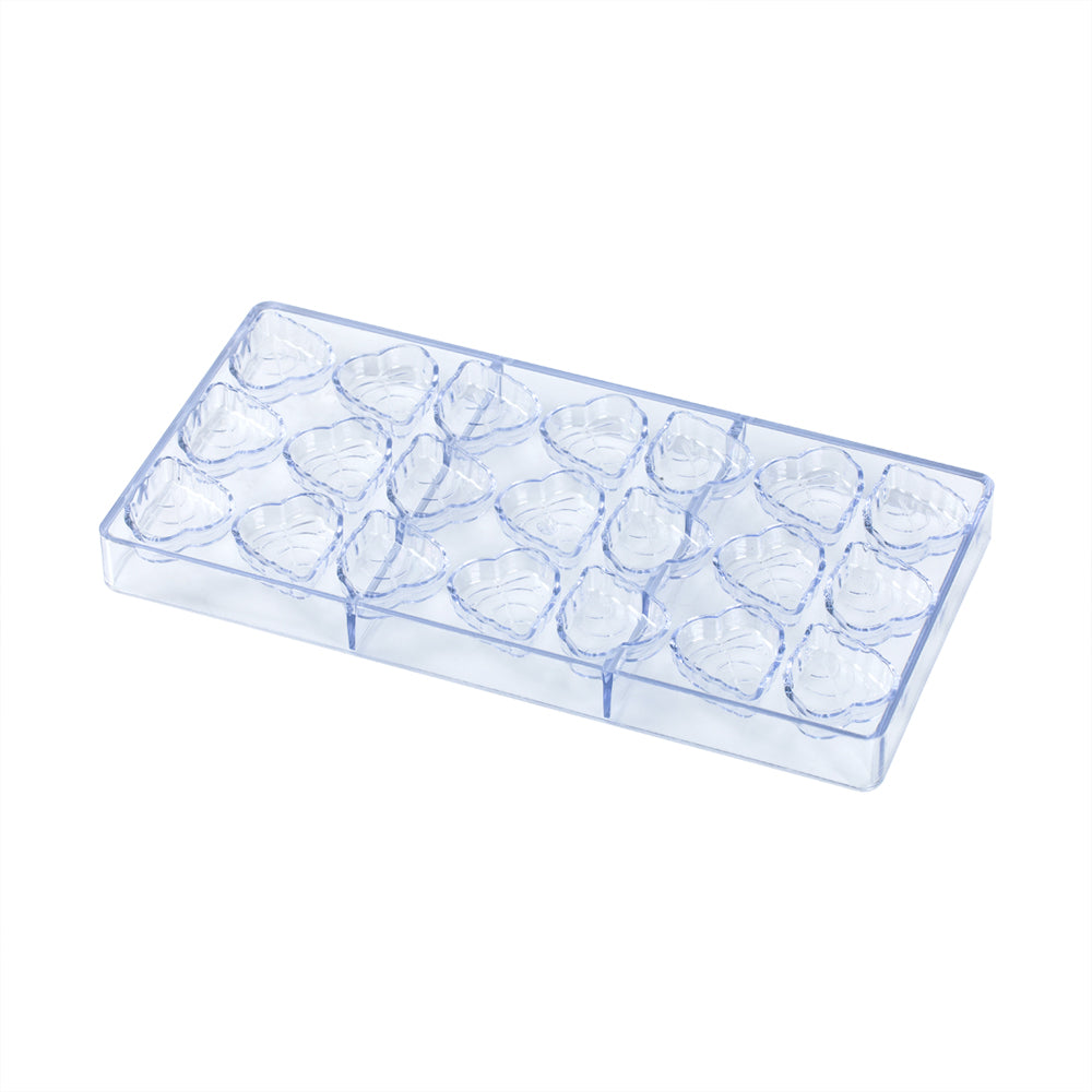 Pastry Tek Polycarbonate Leaf Candy / Chocolate Mold - 21-Compartment - 10 count box