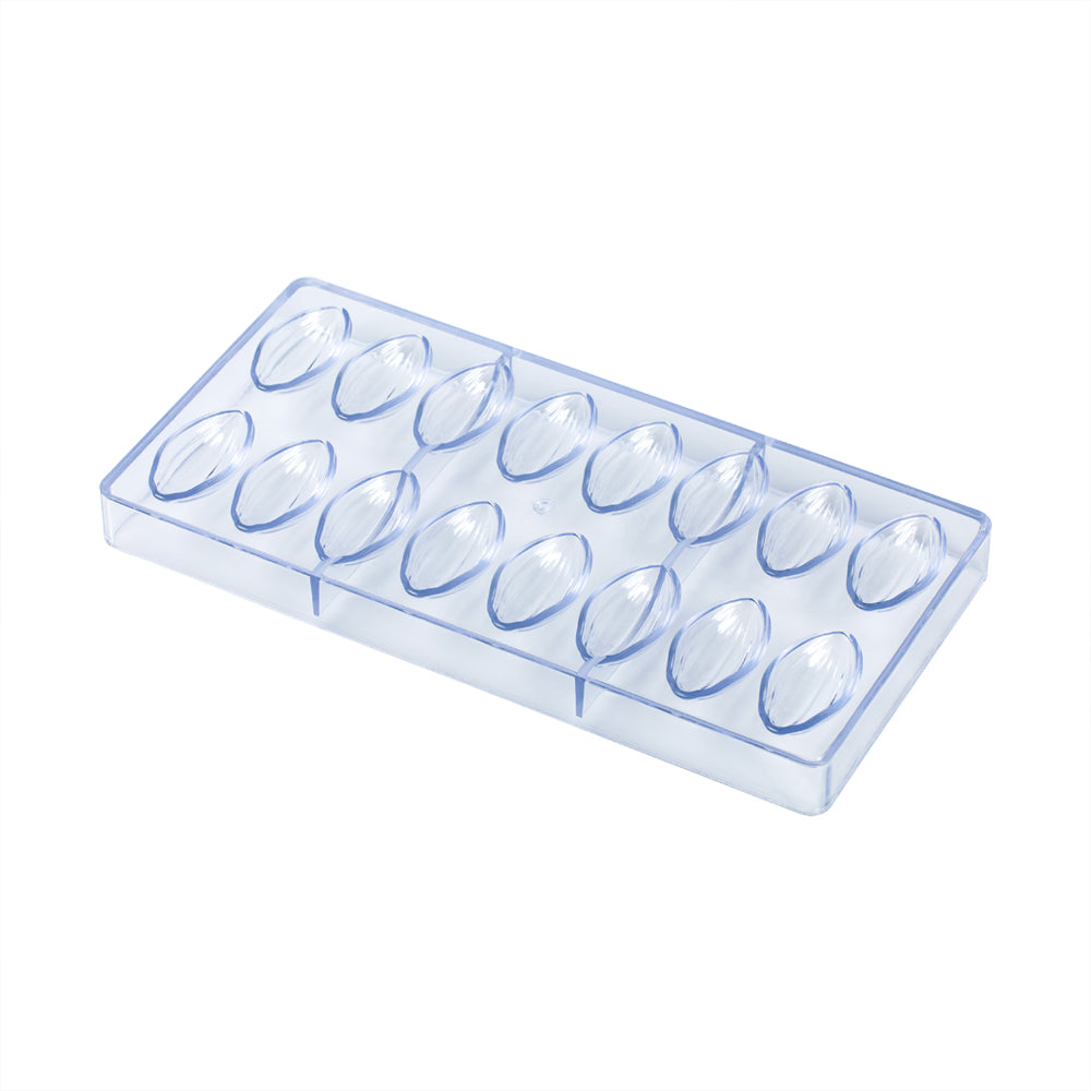 Pastry Tek Polycarbonate Cocoa Pod Chocolate Mold - 16-Compartment - 10 count box