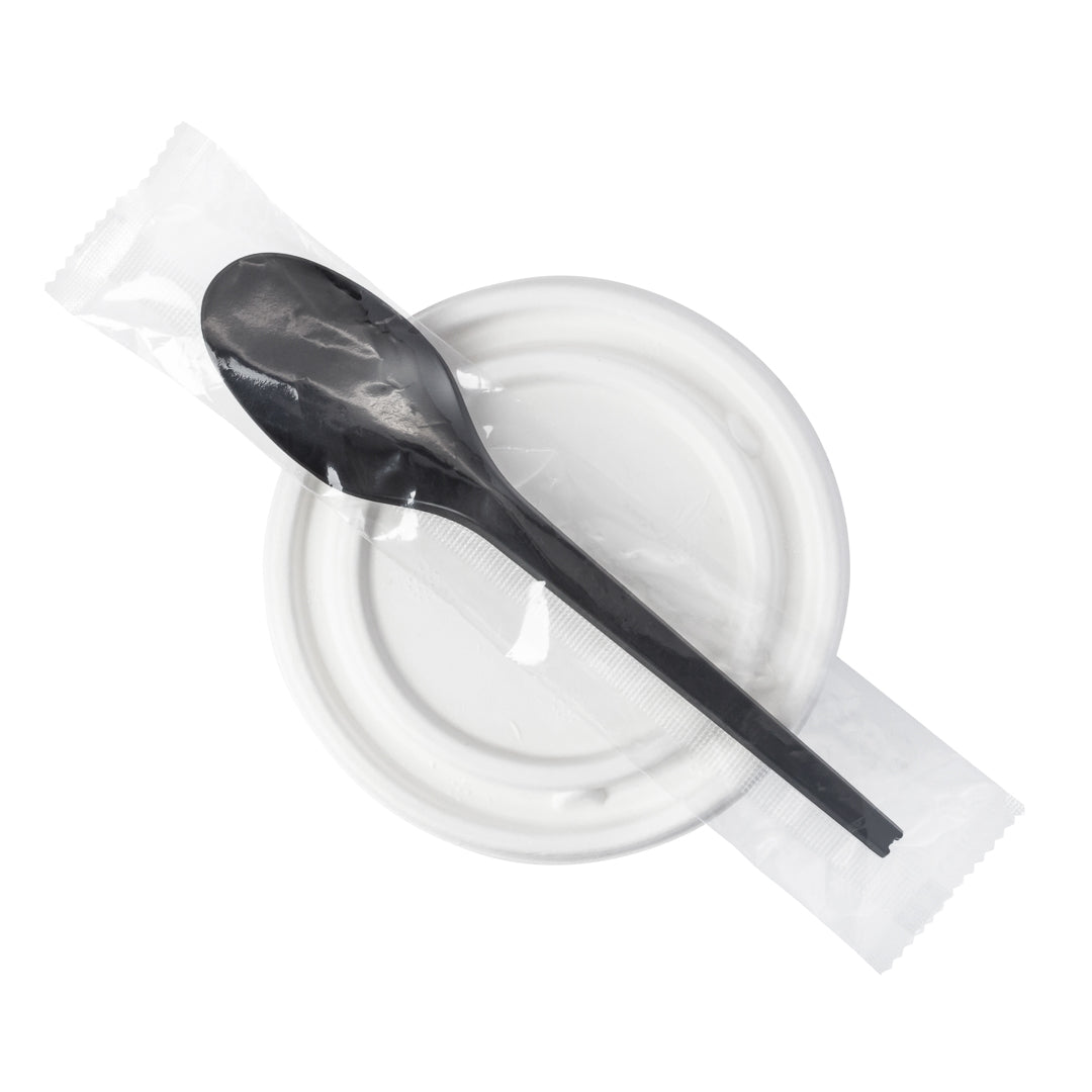 Basic Nature Black CPLA Plastic Spoon - Wrapped, Heat-Resistant - 6 1/2" - 250 count box