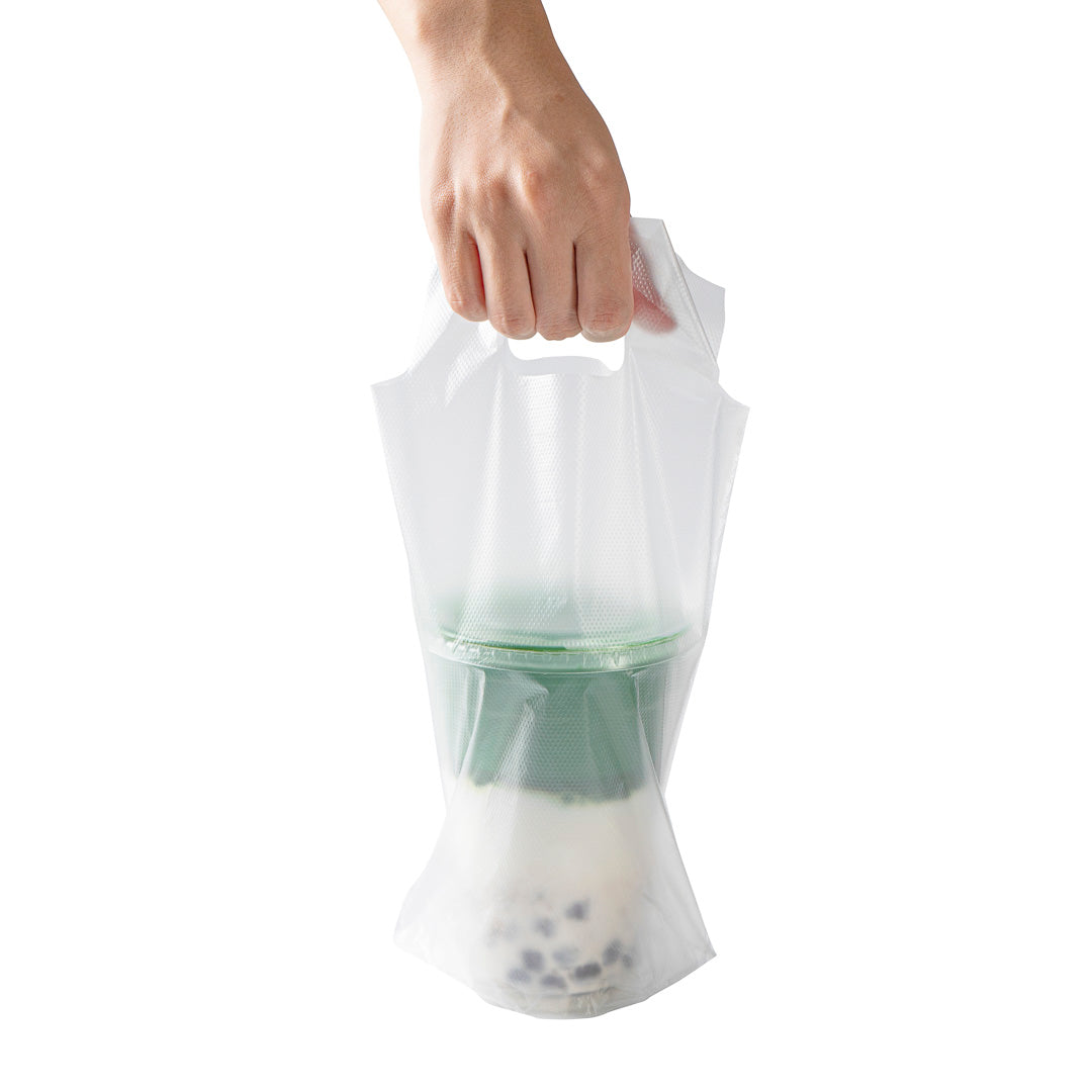 Bag Tek Clear Plastic Drink Carrier Bag - Fits 1 Cup - 6 1/4" x 3 1/4" x 11" - 100 count box