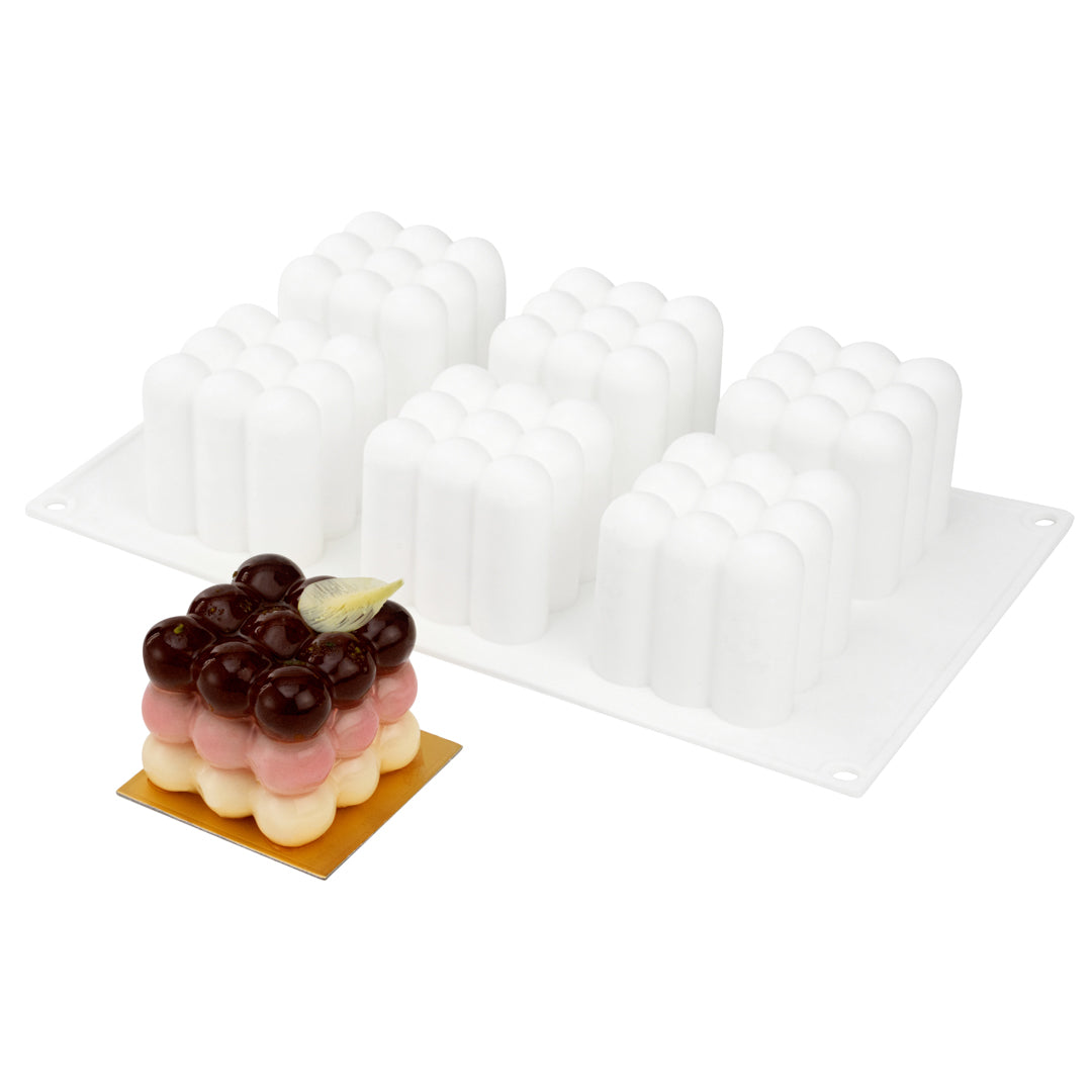 Pastry Tek Silicone Bubble Cube Baking Mold - 6-Compartment - 10 count box