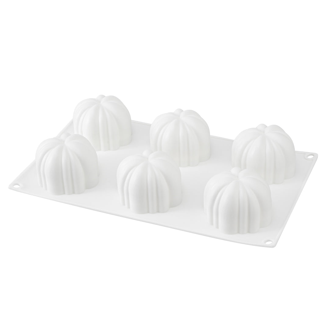 Pastry Tek Silicone Pumpkin Baking Mold - 6-Compartment - 10 count box