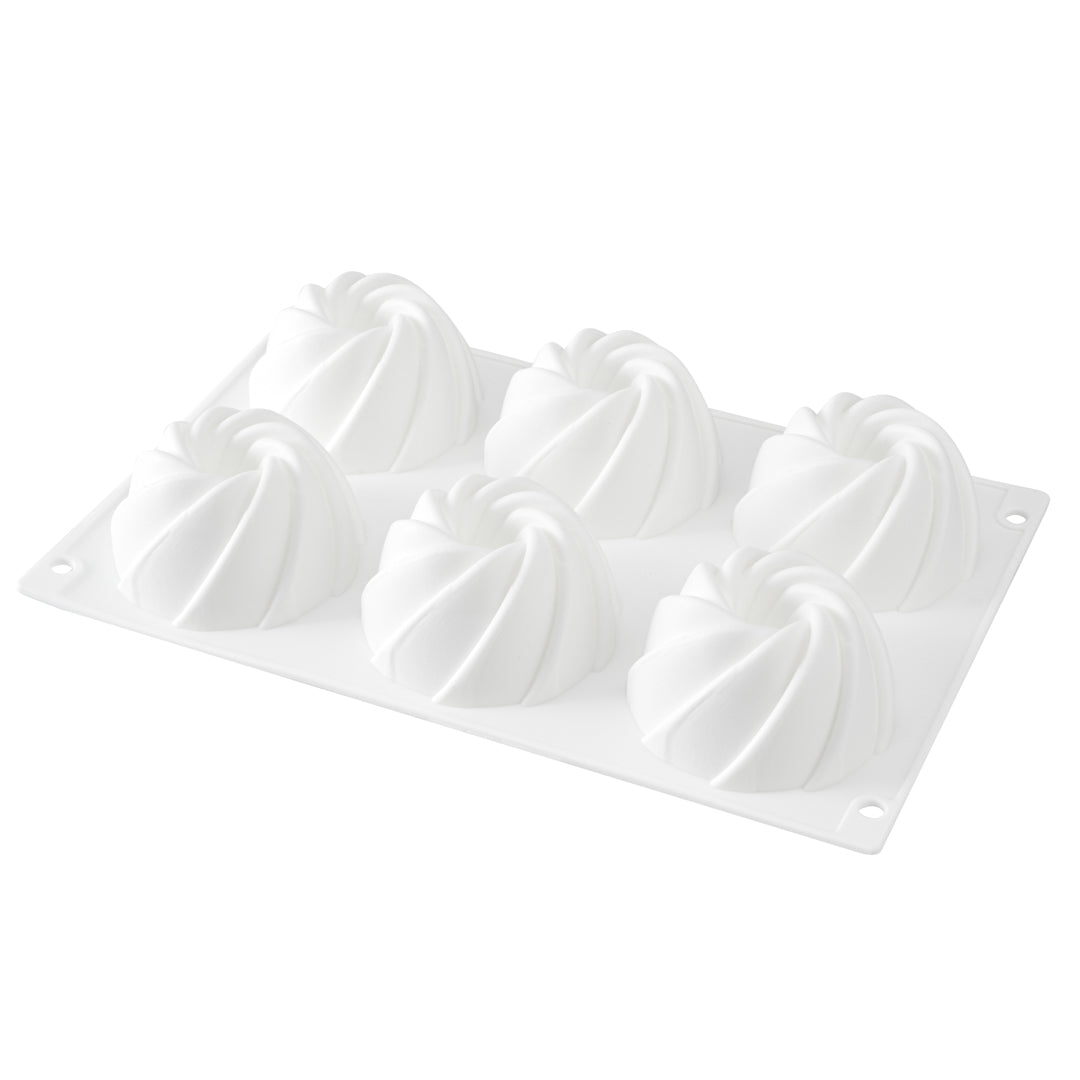 Pastry Tek Silicone Mini Bundt Cake Baking Mold - 6-Compartment - 10 count box