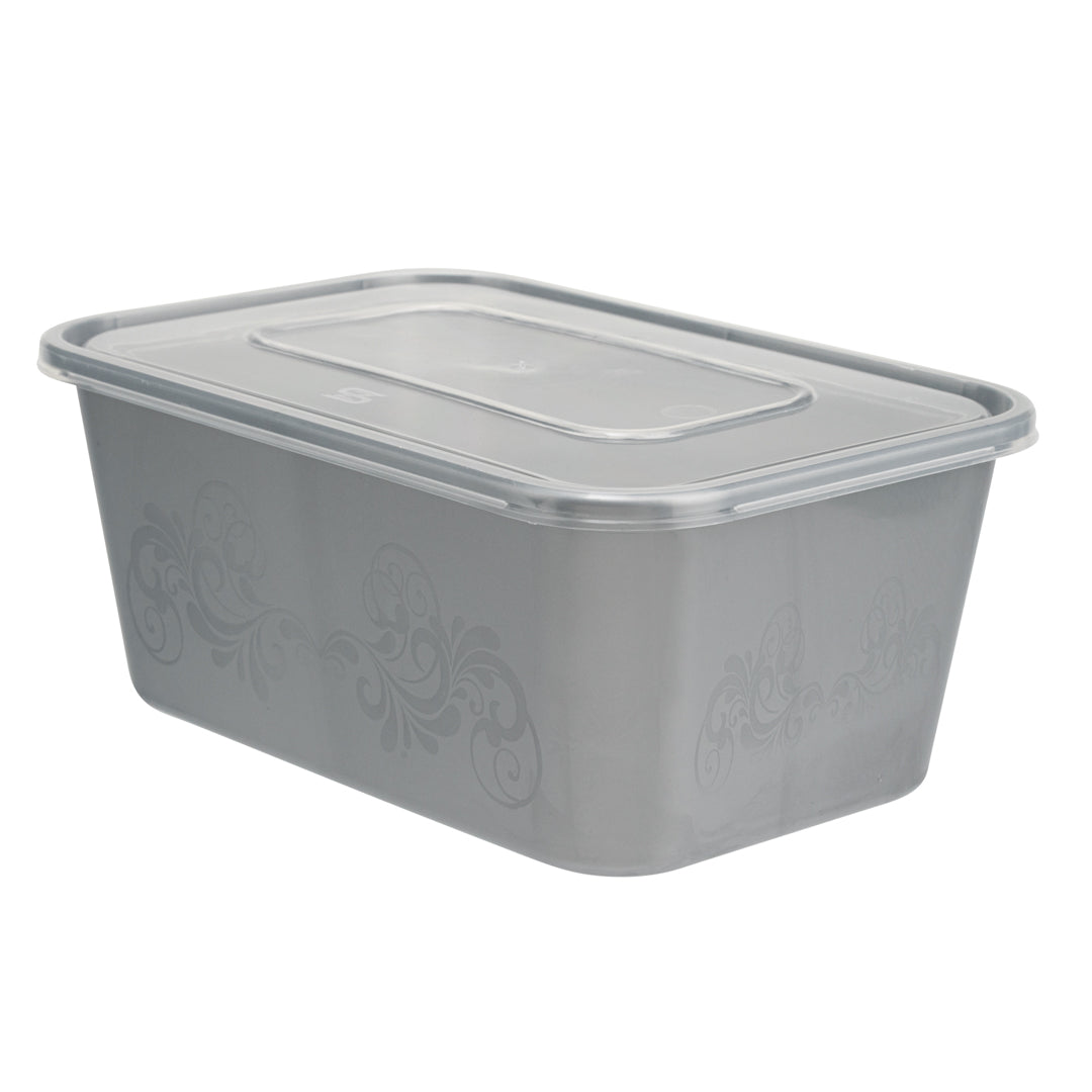 Futura 37 oz Silver Plastic Take Out Container - with Clear Lid, Microwavable, Inserts Available - 6 3/4" x 4 1/2" x 2 3/4" - 100 count box