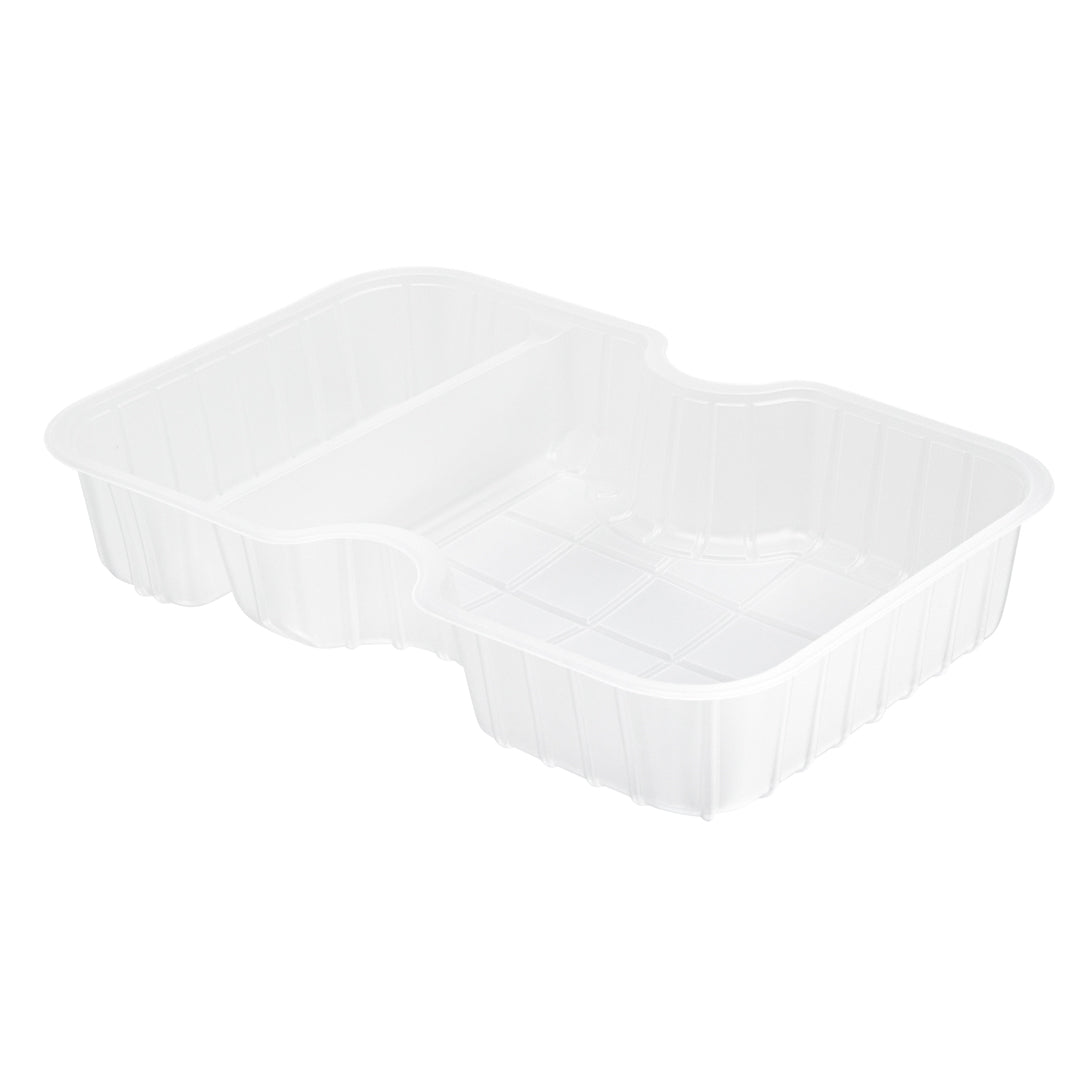 Futura 10 oz White Plastic Narrow 2-Compartment Insert Tray - Fits 32 and 37 oz Containers, Microwavable - 100 count box