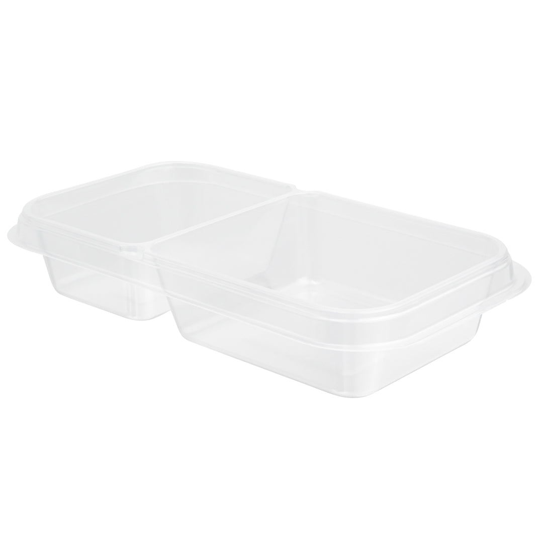 Futura 15 oz Clear Plastic Heavy Duty 2-Compartment Insert Tray - Fits 24, 34 and 44 oz Containers, Microwavable - 100 count box