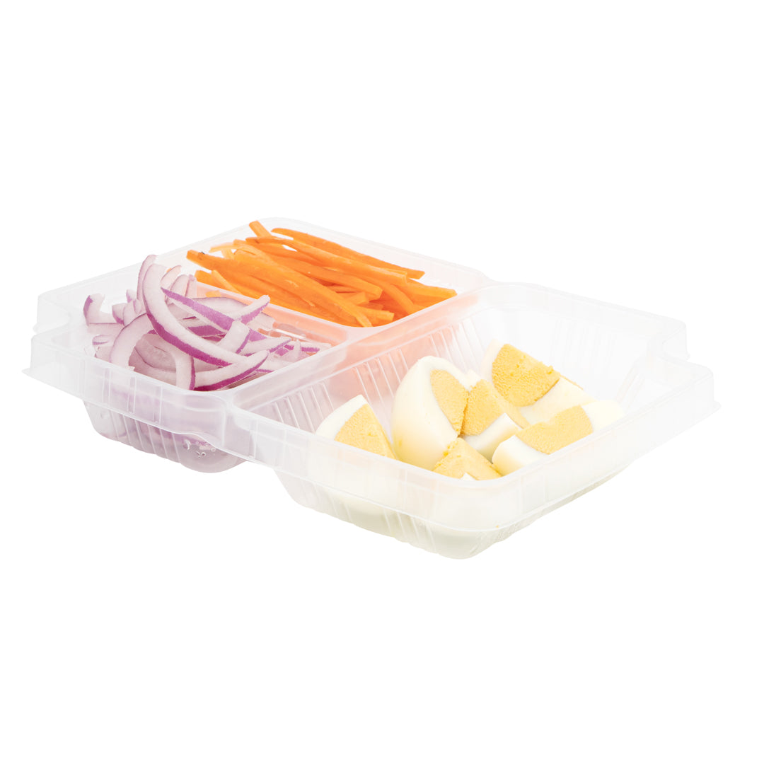 Futura 14 oz Clear Plastic 3-Compartment Insert Tray - Fits 34 oz Box, Microwavable - 100 count box