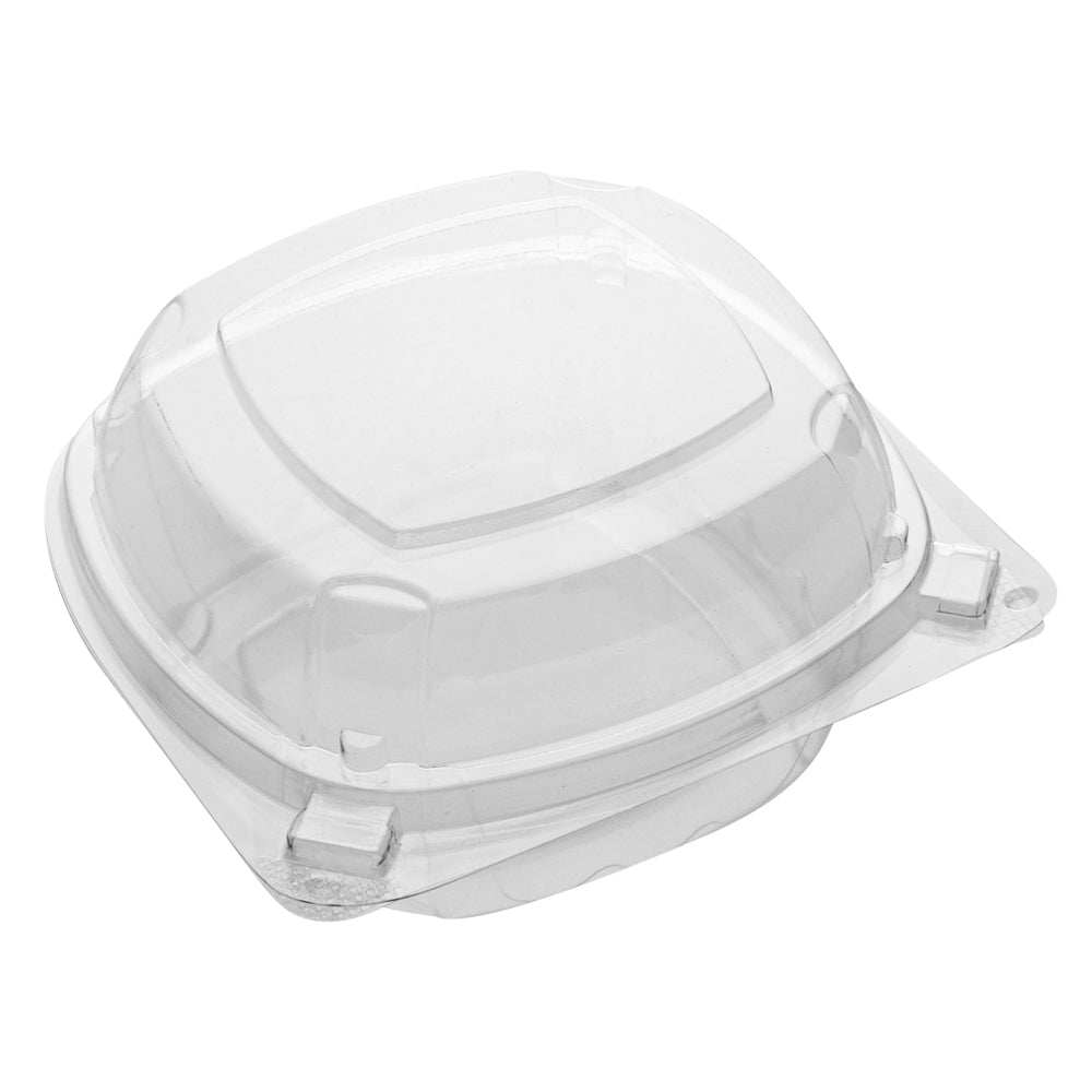 Thermo Tek 19 oz Rectangle Clear Plastic Clamshell Container - Anti-Fog - 6" x 5 1/2" x 2 3/4" - 100 count box