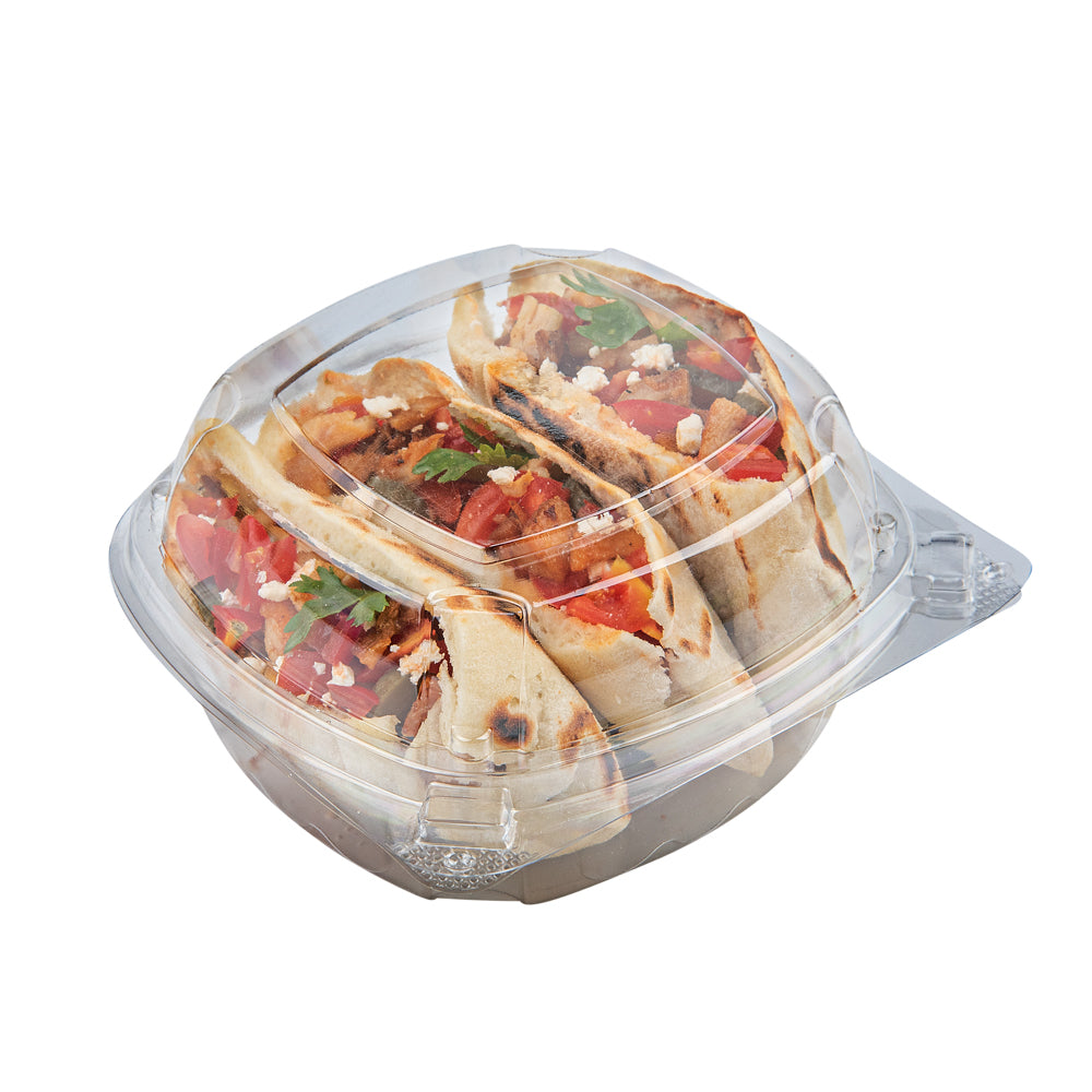 Thermo Tek 19 oz Rectangle Clear Plastic Clamshell Container - Anti-Fog - 6" x 5 1/2" x 2 3/4" - 100 count box