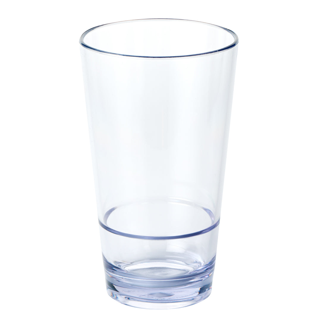 Bev Tek 16 oz SAN Plastic Pint Glass - Stackable - 3 1/2" x 3 1/2" x 5 3/4" - 12 count box