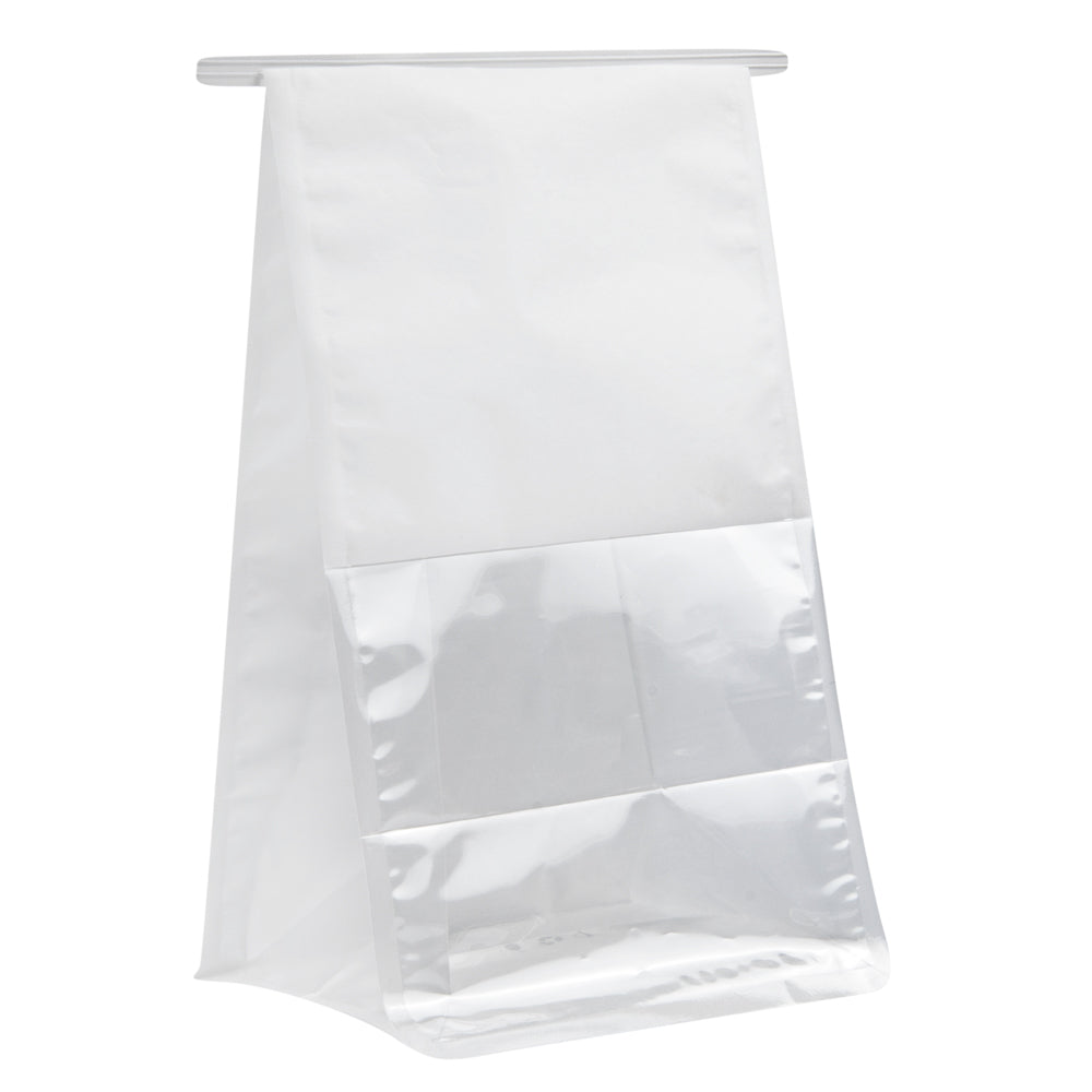 Bag Tek White Cotton Paper Tin Tie Bag - with Clear Window - 6 1/4" x 5" x 10 1/4" - 100 count box