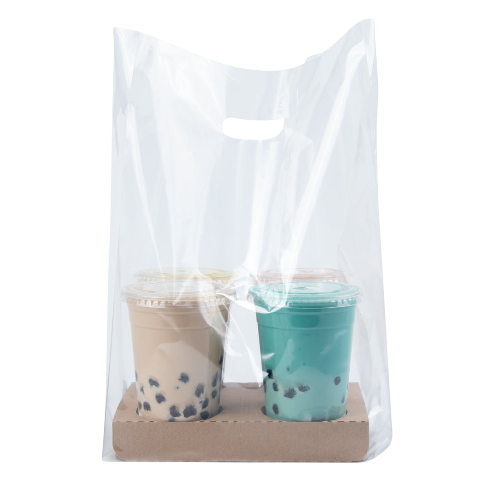 Saving Nature Clear Plastic Take Out Bag - Fits 4-Cup Drink Carrier - 17 3/4" x 9 3/4" x 7" - 100 count box