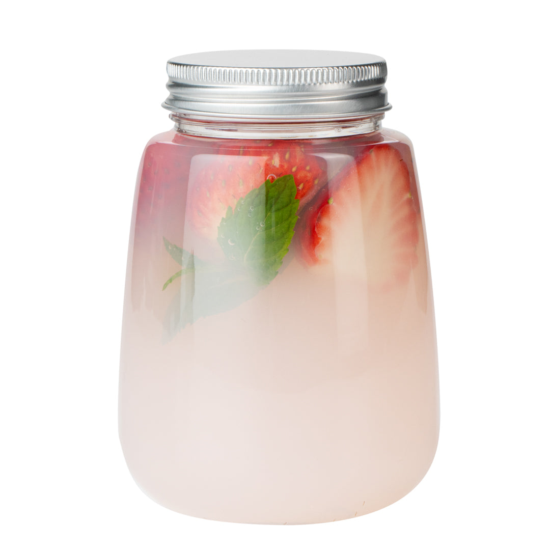 Bottle Tek 12 oz Clear Plastic Candy Jar / Juice Bottle - with Aluminum Lid - 3" x 3" x 4" - 100 count box