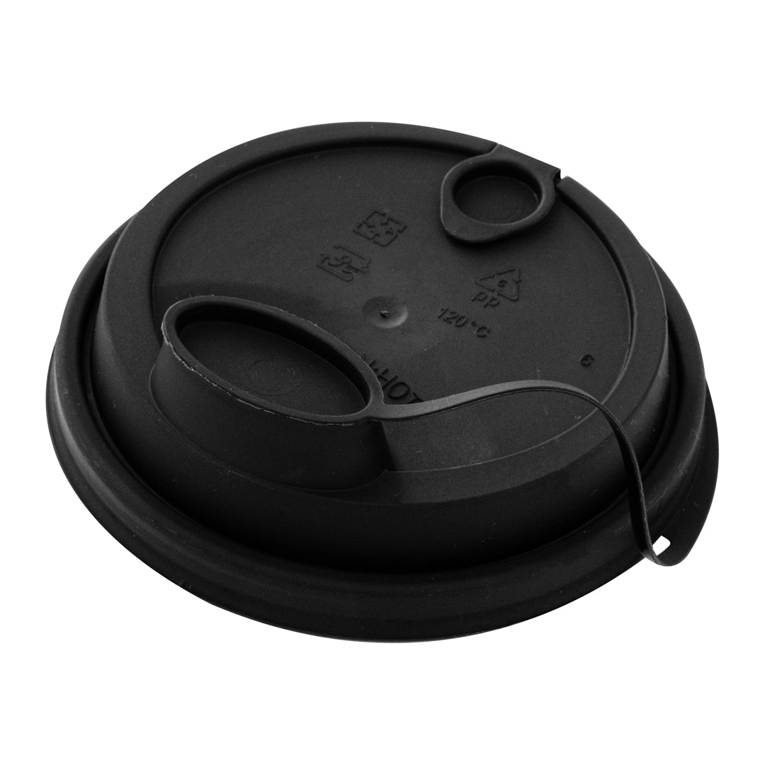 Bev Tek Black Plastic 2-in-1 Straw or Sippy Cup Lid - with Two Plugs, Fits 12, 16 and 24 oz - 500 count box