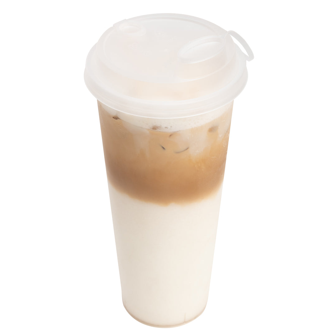 Bev Tek Clear Plastic 2-in-1 Straw or Sippy Cup Lid - with Two Plugs, Fits 12, 16 and 24 oz - 500 count box