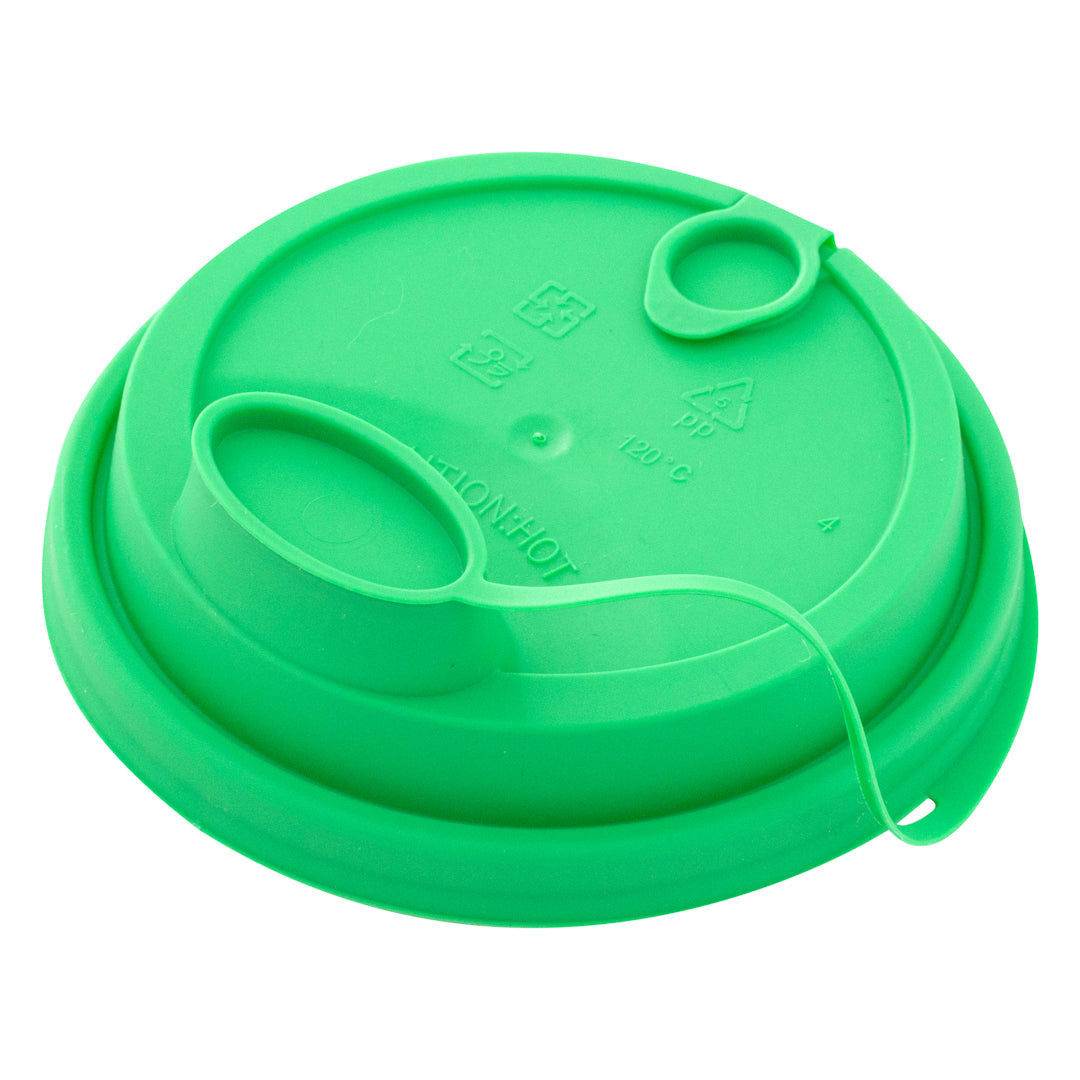 Bev Tek Green Plastic 2-in-1 Straw or Sippy Cup Lid - with Two Plugs, Fits 12, 16 and 24 oz - 500 count box