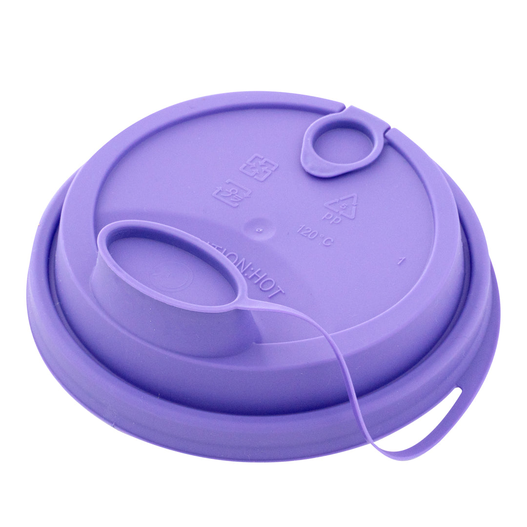 Bev Tek Purple Plastic 2-in-1 Straw or Sippy Cup Lid - with Two Plugs, Fits 12, 16 and 24 oz - 500 count box