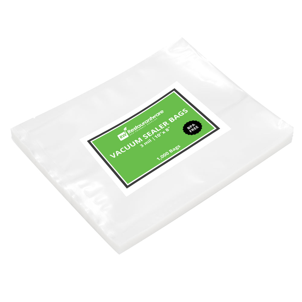 Fresh Hero Clear Plastic Vacuum Sealer Pouch - for Chamber Vacuum Sealer, 3 mil, BPA-Free - 10" x 8" - 1000 count box