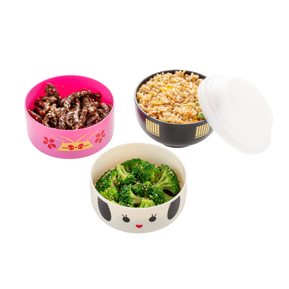 Bento Tek 22 oz Maiko Kokeshi Bento Box - Two Tiers - 4 1/4" x 4 1/4" x 5 1/4" - 1 count box