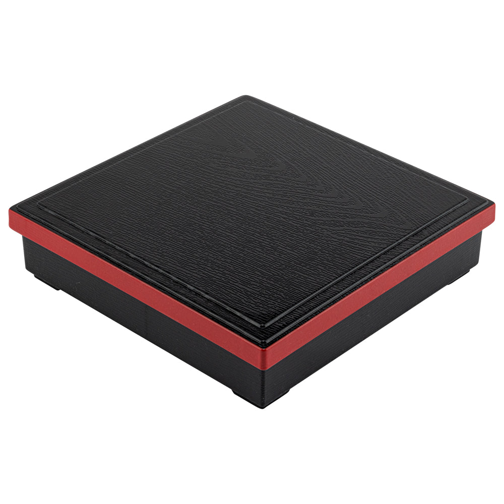 Bento Tek Square Black and Red Japanese Style Bento Box - 4 Compartments - 10" x 10" x 2 1/4" - 1 count box