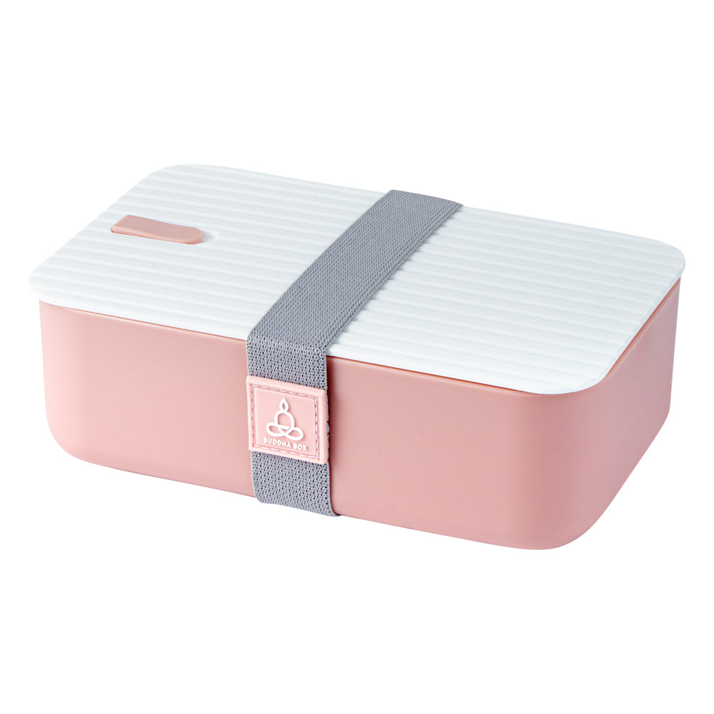 Bento Tek 34 oz Pink Buddha Box Lunch Container - with White Lid - 7 1/2" x 4 3/4" x 2 1/2" - 1 count box