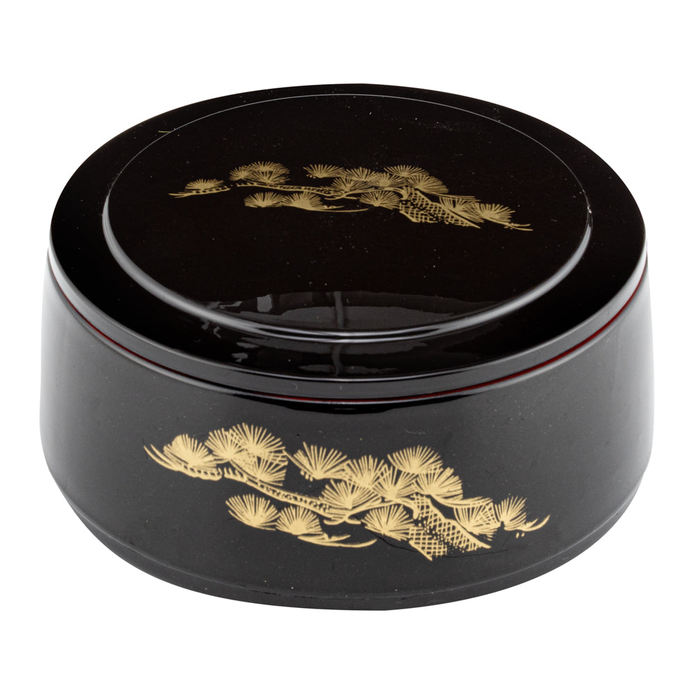 Bento Tek 25 oz Round Black Japanese Style Bento Box - 6 1/2" x 6 1/2" x 3 1/4" - 1 count box