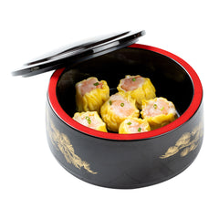 Bento Tek 25 oz Round Black Japanese Style Bento Box - 6 1/2