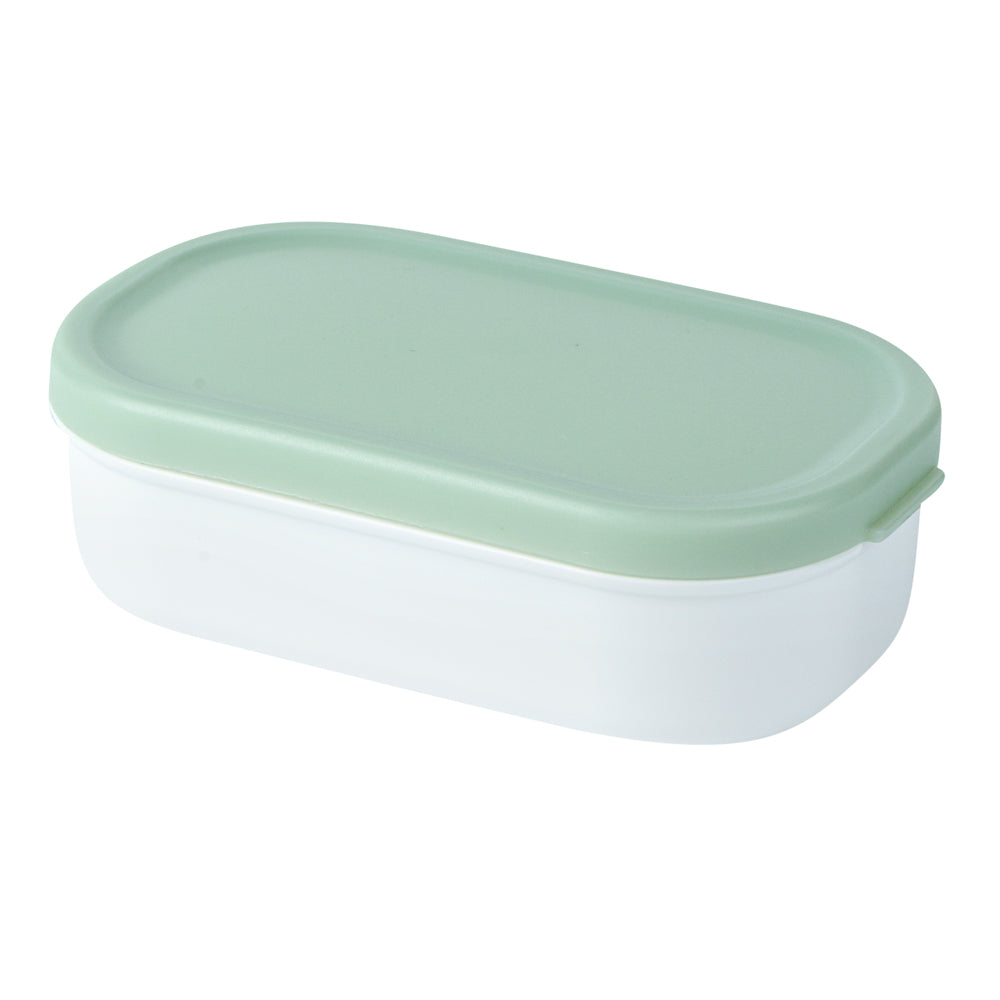 Bento Tek 3 oz White Buddha Box Snack / Sauce Container - with Green Lid - 3 3/4" x 2 1/4" x 1 1/4" - 4 count box