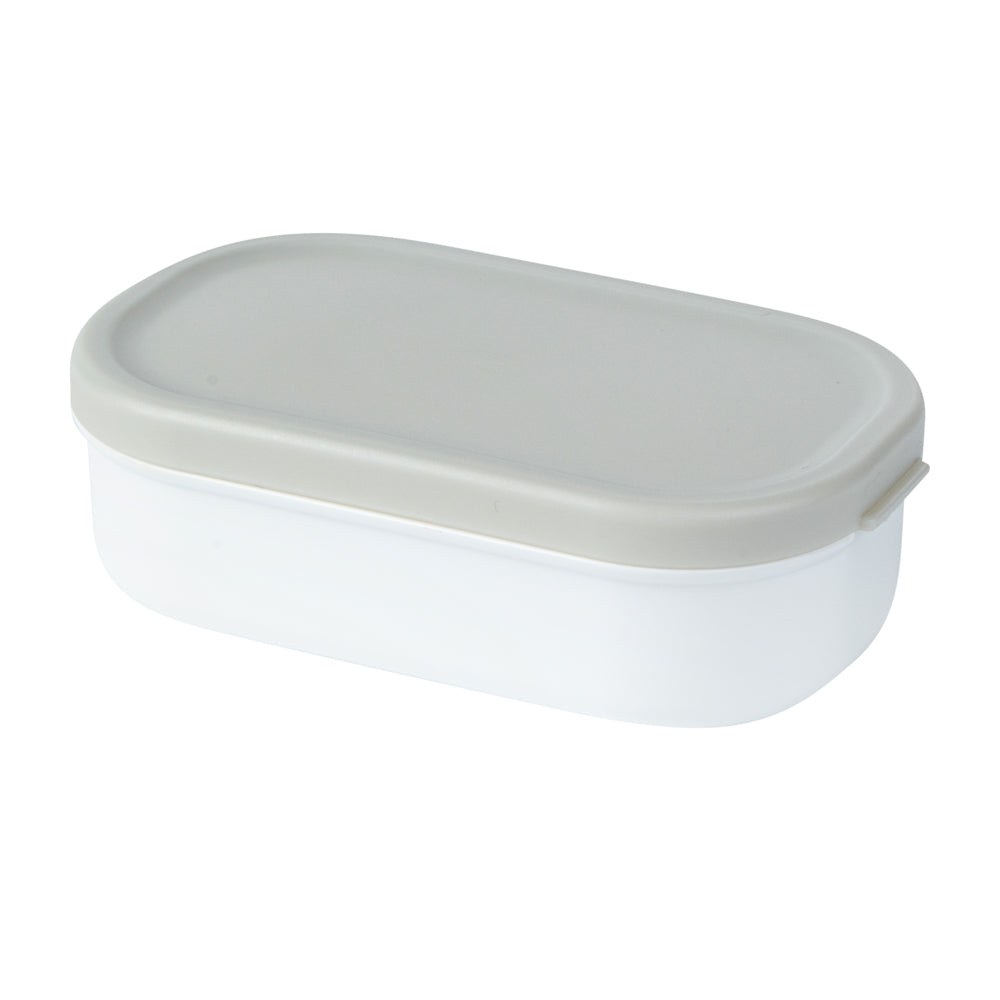 Bento Tek 3 oz White Buddha Box Snack / Sauce Container - with Gray Lid - 3 3/4" x 2 1/4" x 1 1/4" - 4 count box