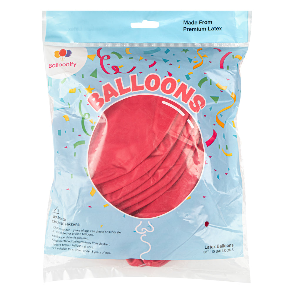 Balloonify Rose Red Latex Balloon - 36" - 10 count box