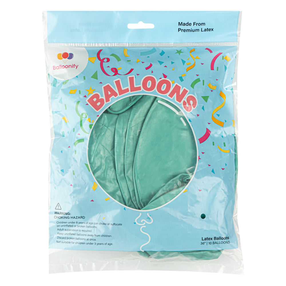 Balloonify Metallic Green Latex Balloon - 36" - 10 count box