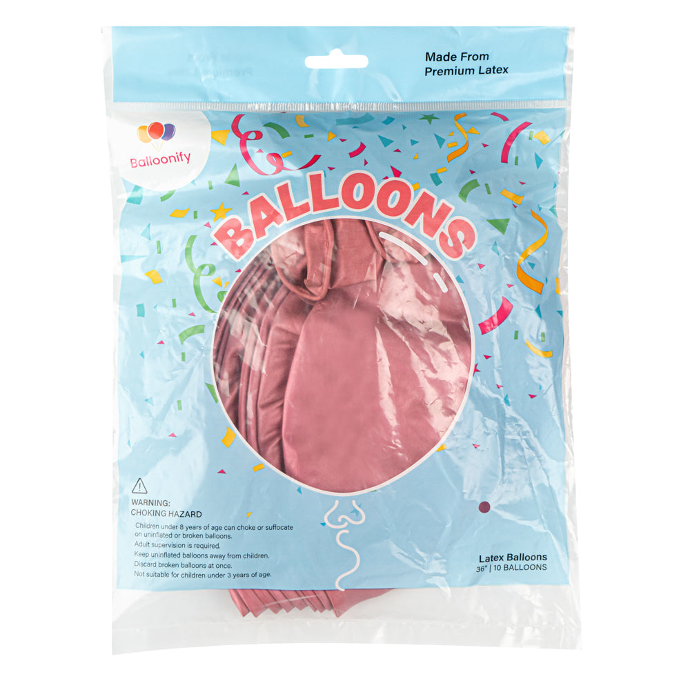 Balloonify Metallic Pink Latex Balloon - 36" - 10 count box