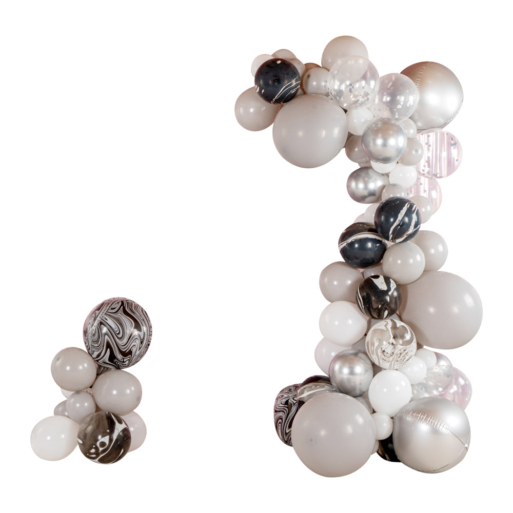 Balloonify Gray and Metallic Silver Balloon Arch / Garland Kit - 104 Pieces - 1 count box