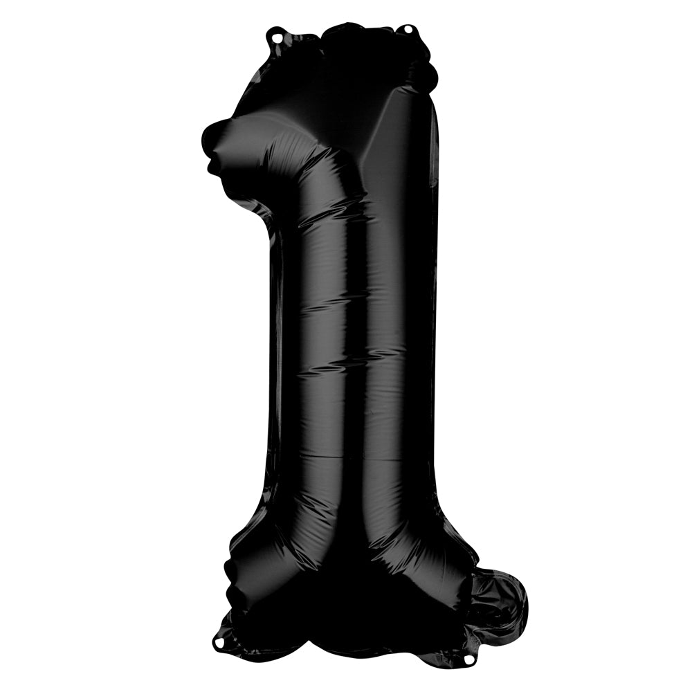 Balloonify Black Mylar Number 1 Balloon - 16" - 1 count box