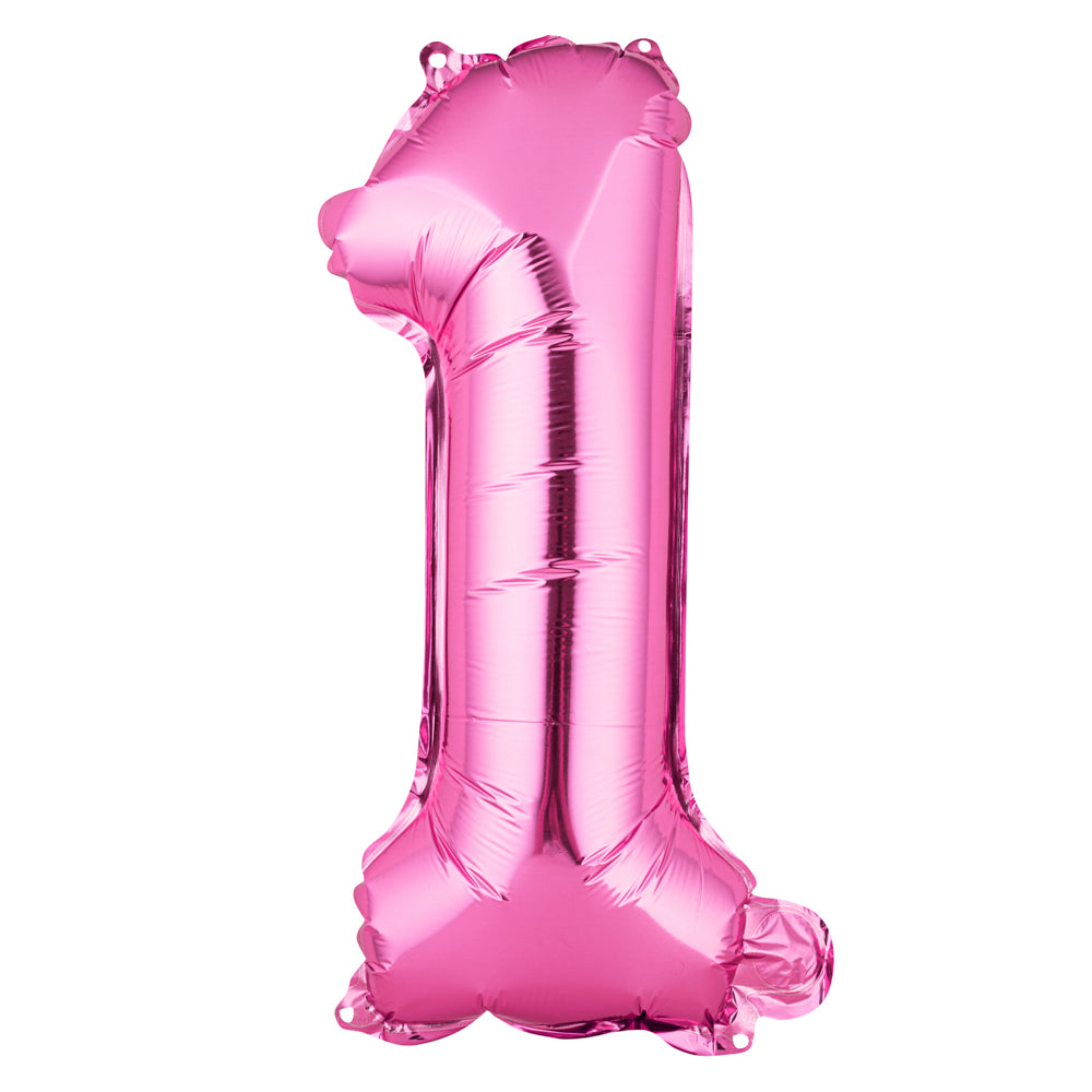 Balloonify Pink Mylar Number 1 Balloon - 16" - 1 count box