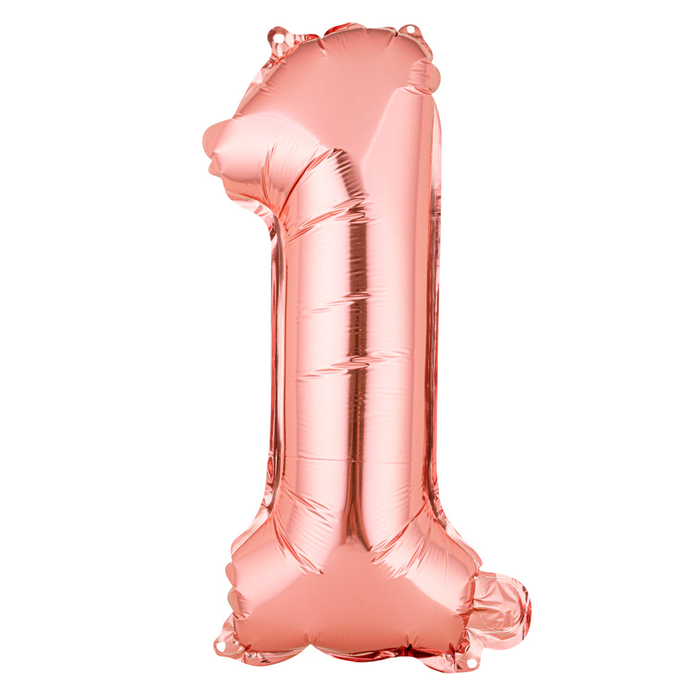 Balloonify Rose Gold Mylar Number 1 Balloon - 16" - 1 count box