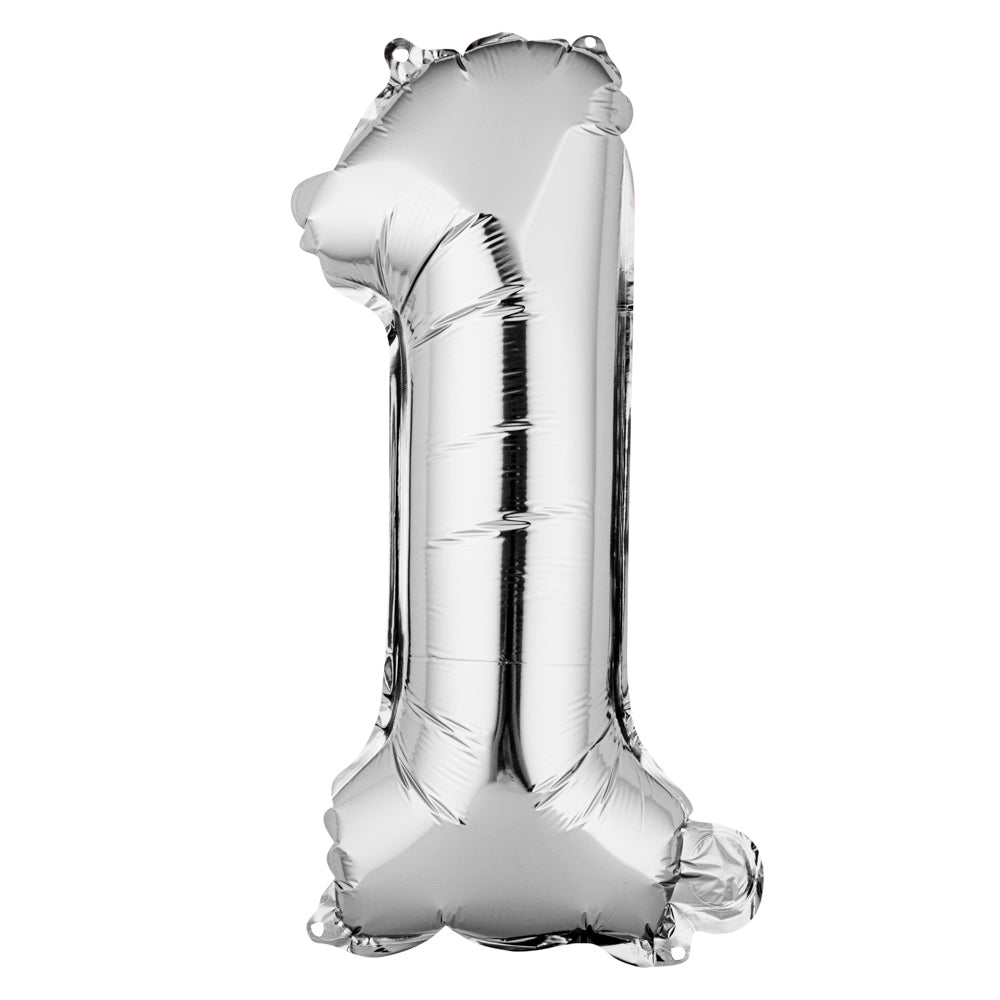 Balloonify Silver Mylar Number 1 Balloon - 16" - 1 count box